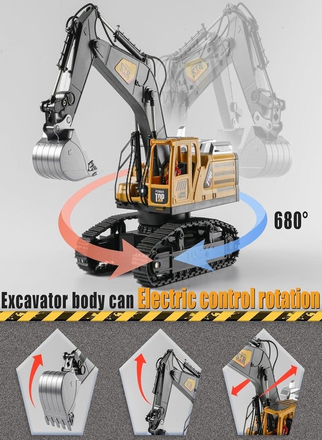 Bhavenu Remote Control Excavator Toys for Boys,14 Channel 1:14 Rc Digger Construction Toys Tractor,Simulated Smoke, Sound, Lighting, Metal Digging Head, for Boys 3 4 5 6 7 8 9 10 - Image 4